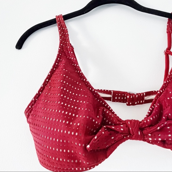 NWT Abercrombie & Fitch Red Front Tie Bikini Top with Adjustable Straps - Picture 2 of 6
